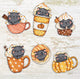 Set de brodat în cruciuliță LetiStitch -  Pisicuțe în Cană cu Dovleac set 6 buc., L8092