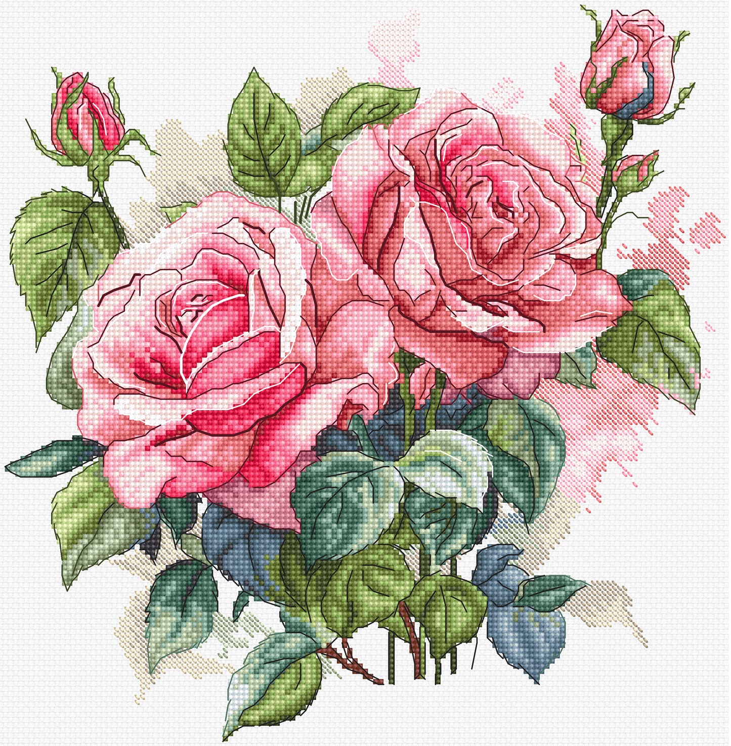 Set de brodat în cruciuliță LetiStitch -  Floare Roz, L8093