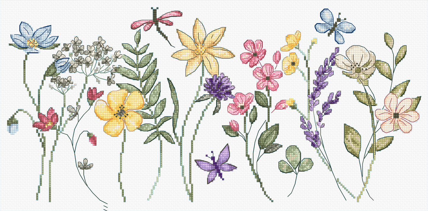 Set de brodat în cruciuliță LetiStitch - Flori de vară, L8094