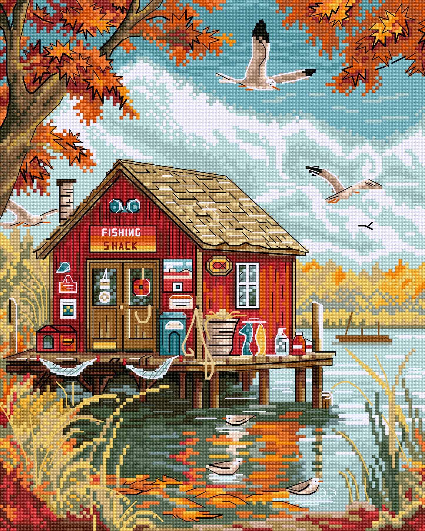 Set de brodat în cruciuliță LetiStitch - Început de toamnă , L8220