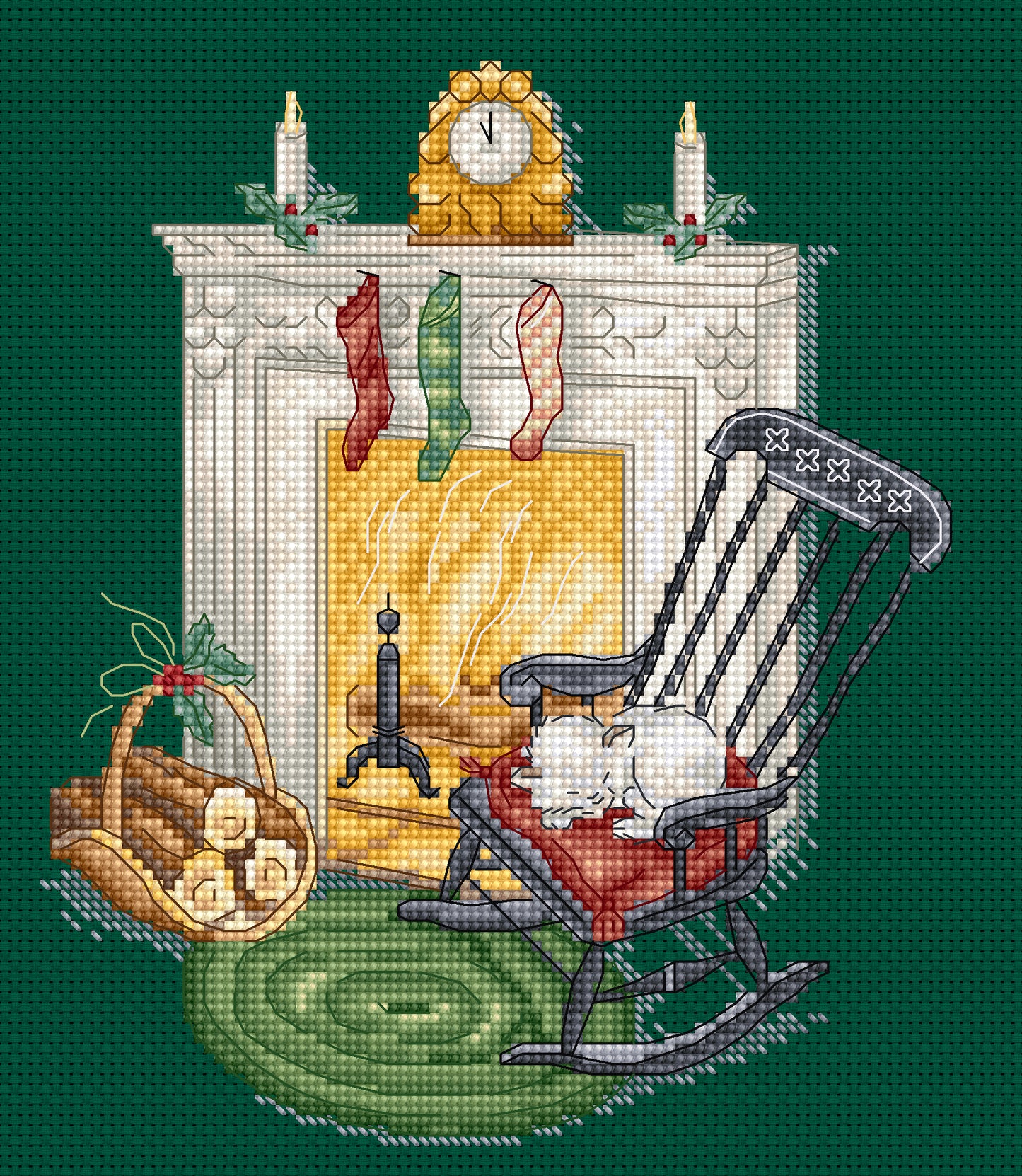 Set de brodat în cruciuliță LetiStitch - Odihna lângă șemineu , L8224