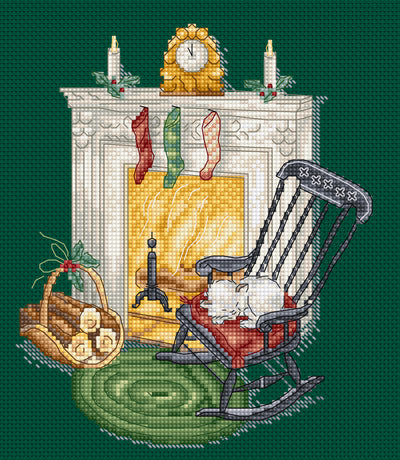 Set de brodat în cruciuliță LetiStitch - Odihna lângă șemineu , L8224