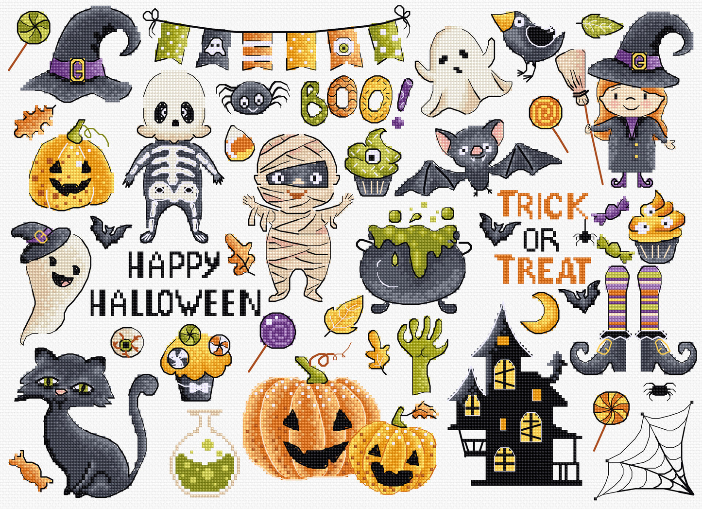 Set de brodat în cruciuliță LetiStitch - Model de Halloween , L8225