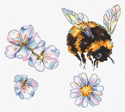 Set de brodat în cruciuliță LetiStitch - Albinuță Pufoasă, L8820