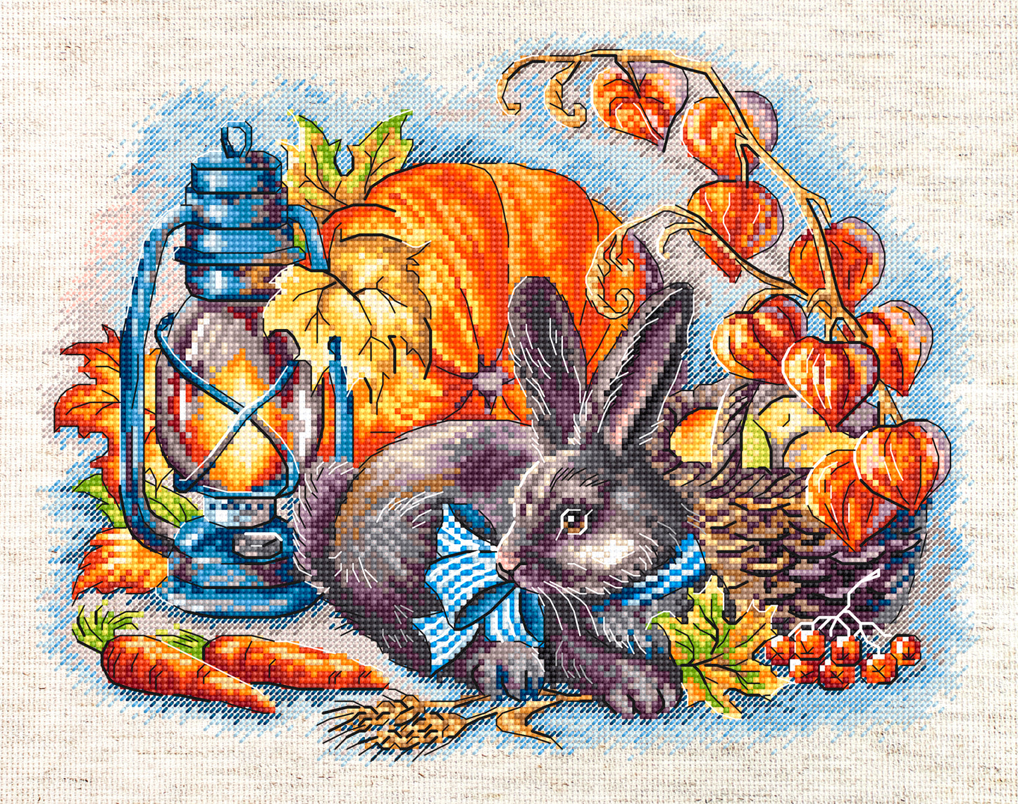 Set de brodat în cruciuliță LetiStitch - Toamna cu un iepure, L8998