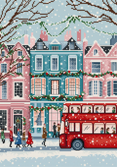 Set de brodat în cruciuliță LetiStitch - Ninsoare la Londra, L9919