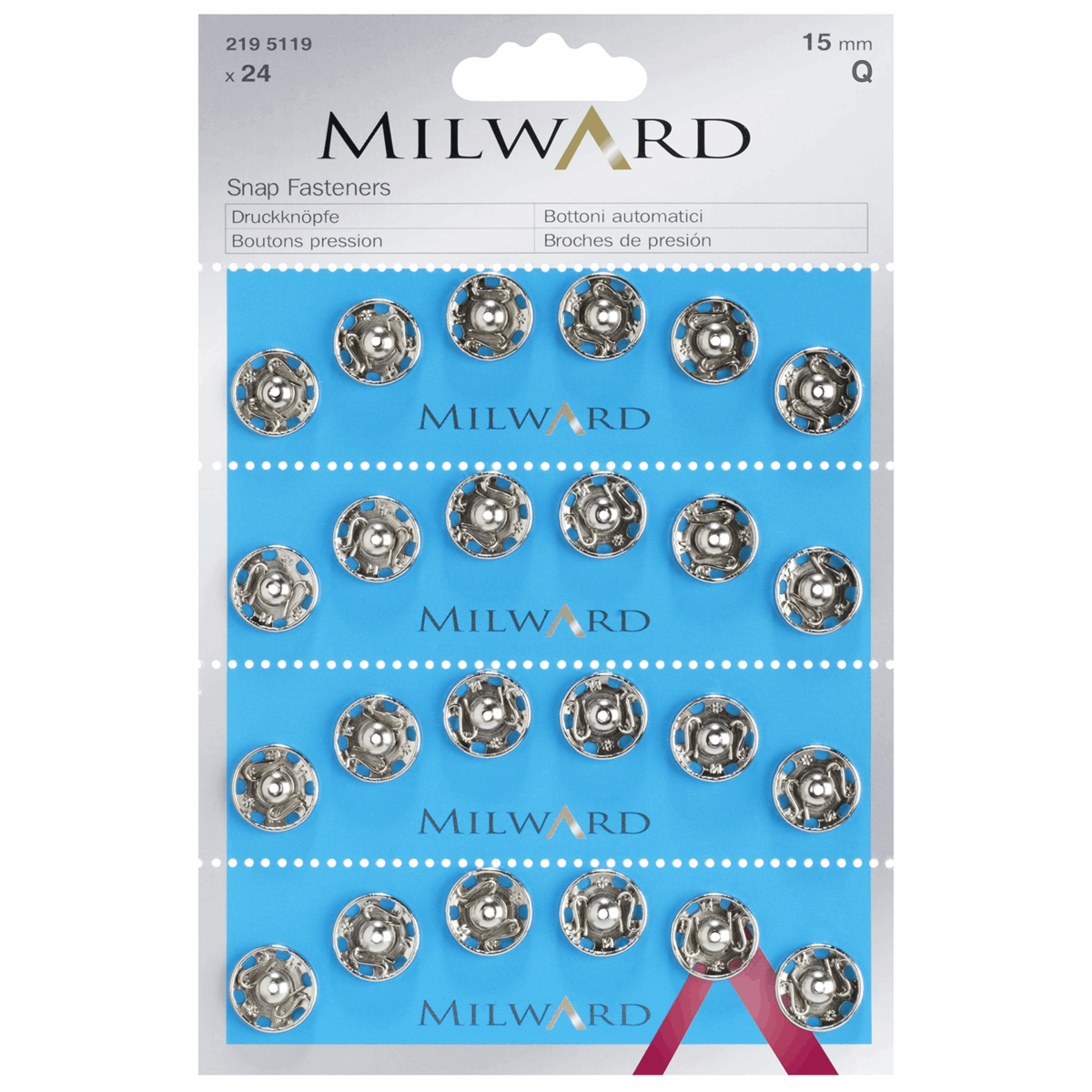 Скобы серебряные, 15мм, 6шт - Milward