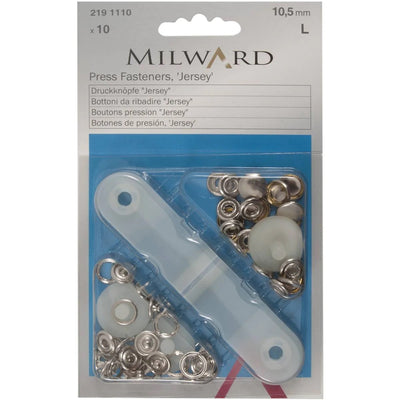 Застежки Milward Silver Jersey 10,5 мм, упаковка из 10 шт.