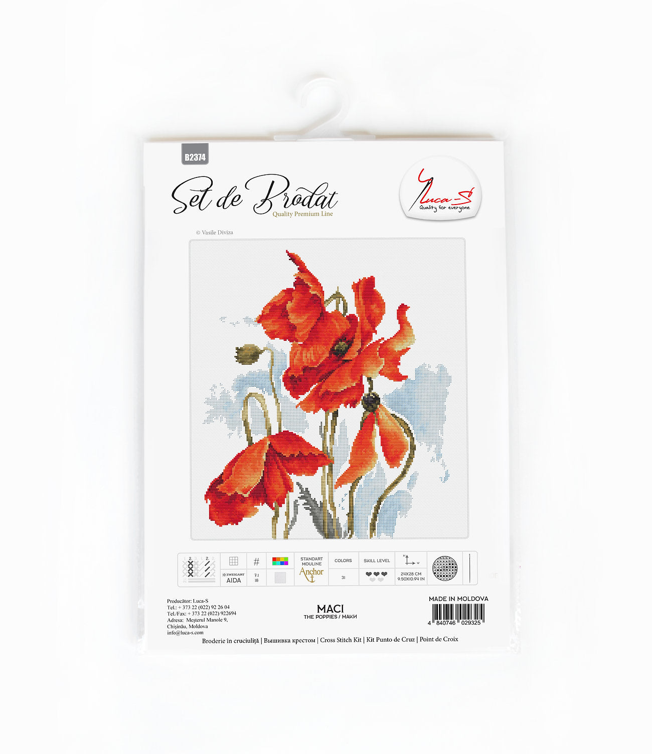 Set de brodat în cruciuliță Luca-S - B2374 Maci