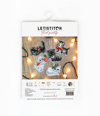 Cross Stitch Kit LetiStitch - Christmas Kittens Toys - HobbyJobby