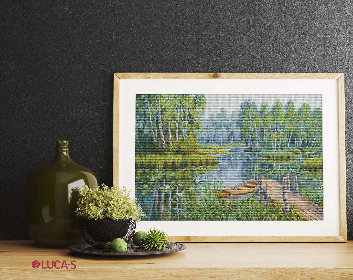 Set de brodat în cruciuliță - BU5012 Mesteceni la marginea lacului