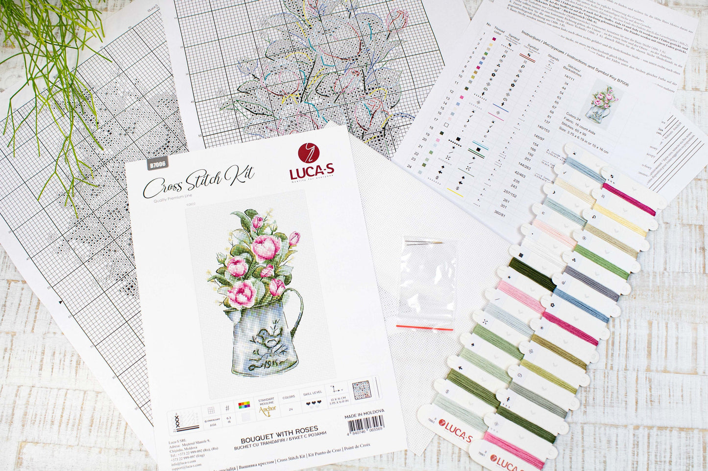 Cross Stitch Kit Luca-S - Bouquet with roses - HobbyJobby