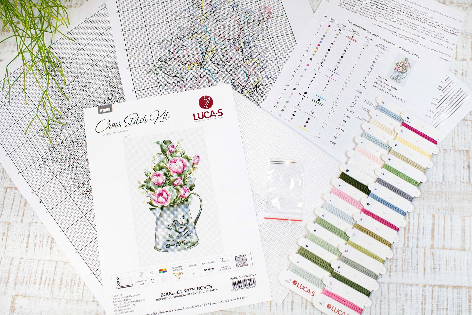 Cross Stitch Kit Luca-S - Bouquet with roses - HobbyJobby