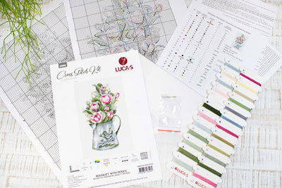 Cross Stitch Kit Luca-S - Bouquet with roses - HobbyJobby