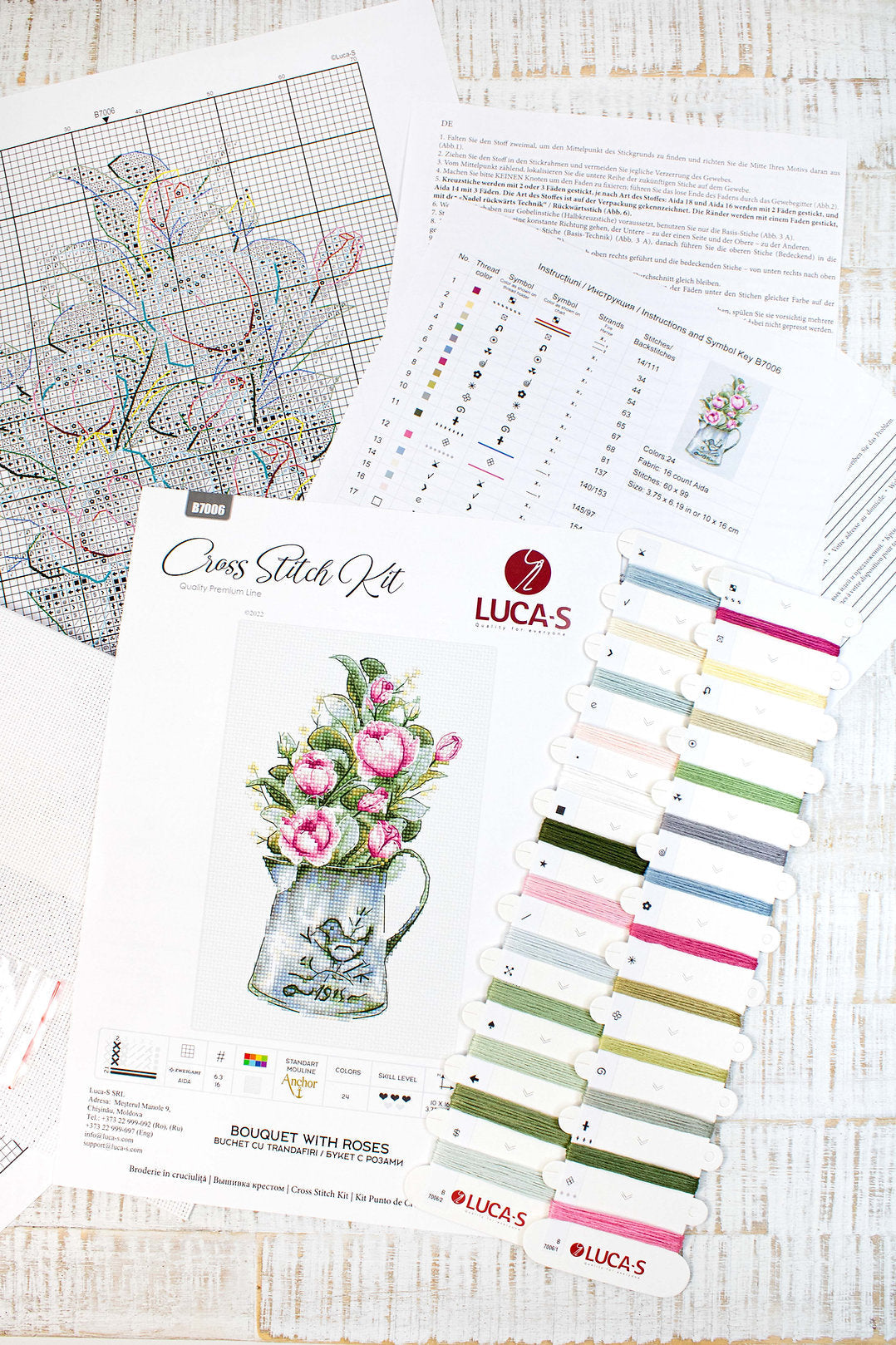 Cross Stitch Kit Luca-S - Bouquet with roses - HobbyJobby