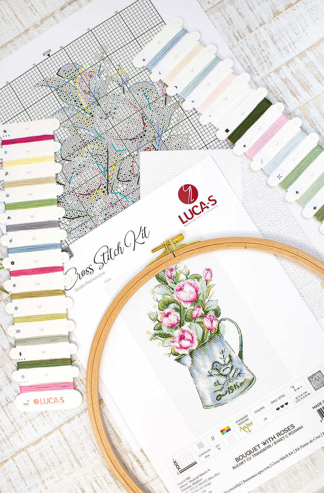 Cross Stitch Kit Luca-S - Bouquet with roses - HobbyJobby