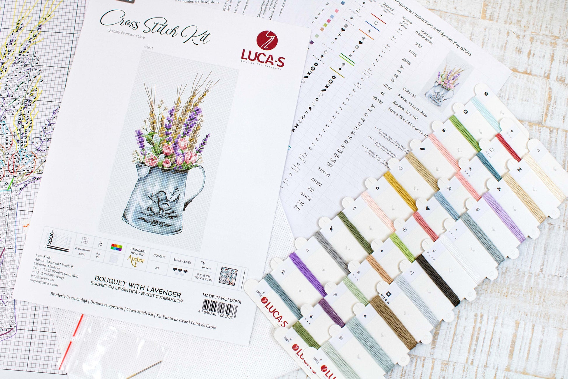Cross Stitch Kit Luca-S - Bouquet with lavender - HobbyJobby