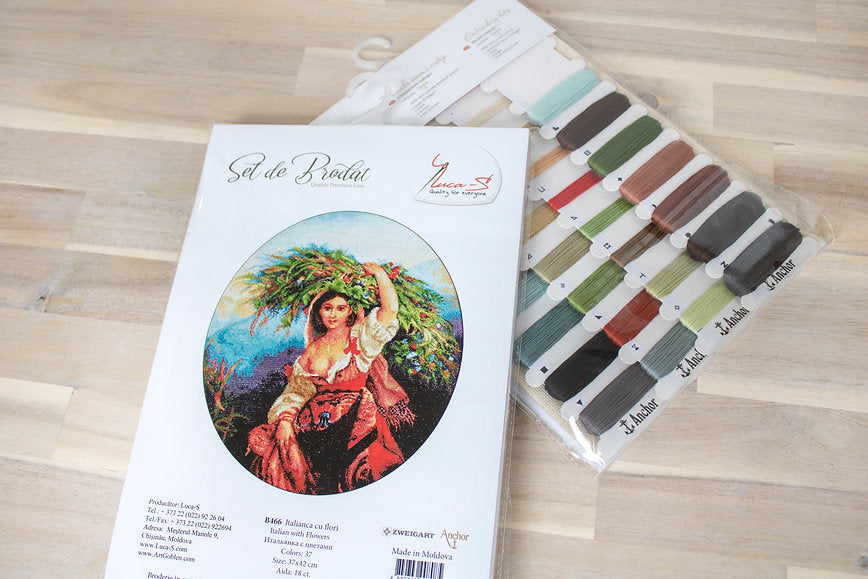 Set de brodat în cruciuliță Luca-S - B466 Italianca cu Flori