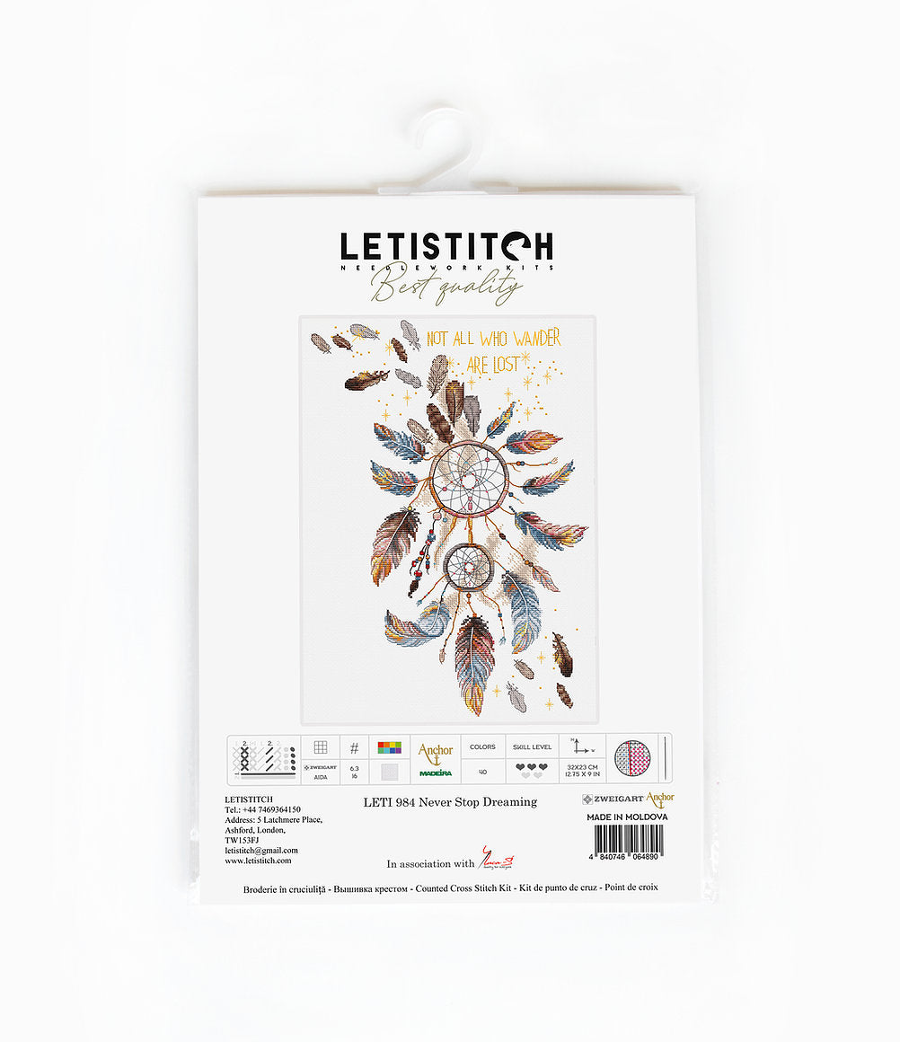 Cross Stitch Kit LetiStitch - Never Stop Dreaming - HobbyJobby