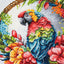 Set de brodat în cruciuliță cu cercul de brodat inclus - BC201 Papagalul Tropical