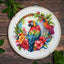 Set de brodat în cruciuliță cu cercul de brodat inclus - BC201 Papagalul Tropical