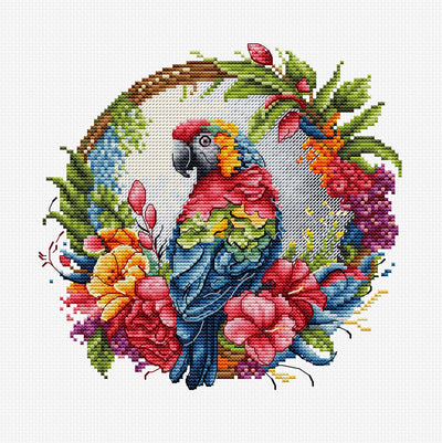 Набор для вышивки крестом с пяльцами в комплекте - BC201 Tropical Parrot
