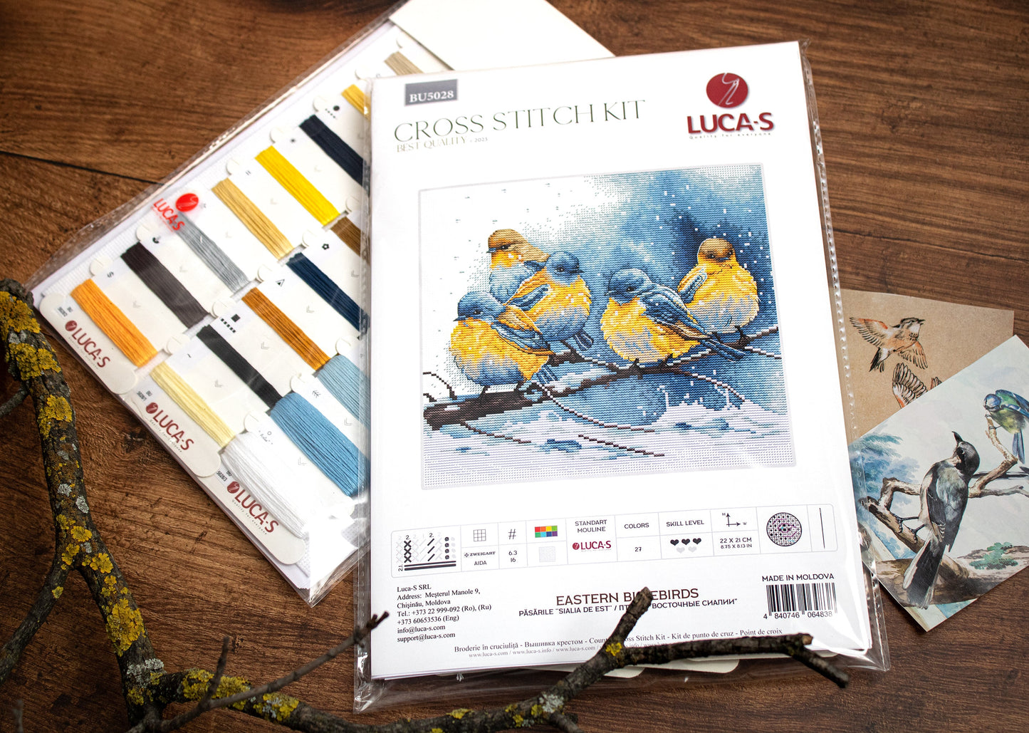 Set de brodat în cruciuliță - BU5028 Păsările ”Sialia de Est”