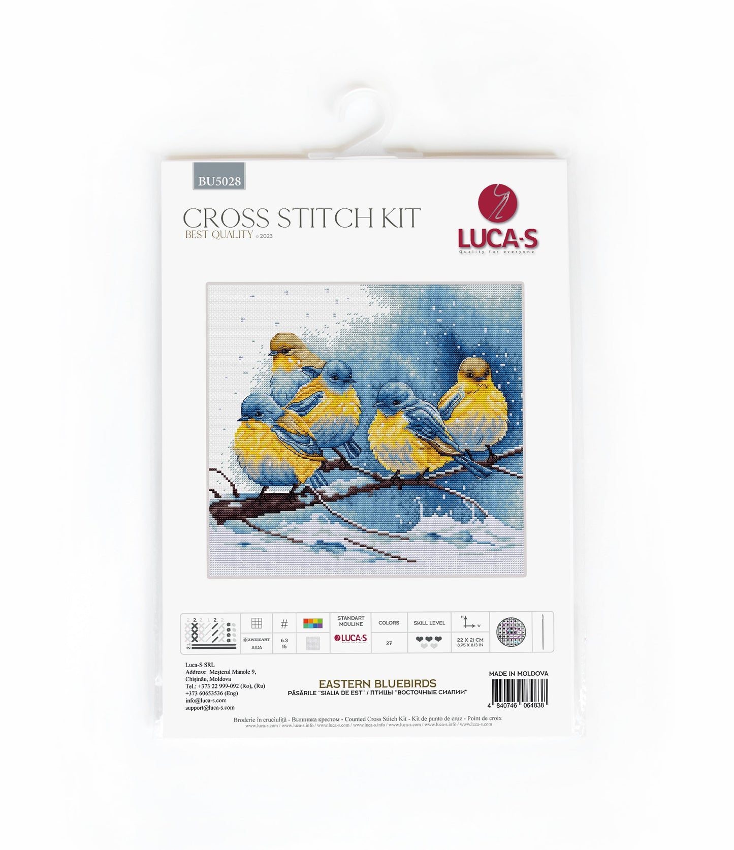 Set de brodat în cruciuliță - BU5028 Păsările ”Sialia de Est”