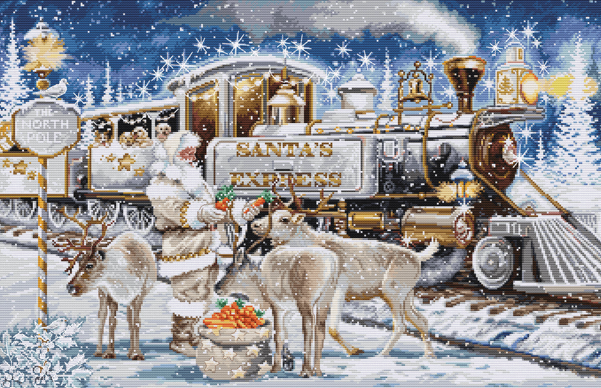 Набор для вышивания гобелен Luca-S Luca-S Gold — Santa's Express White, BU5038