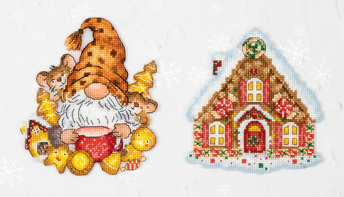 Игрушки, наборы для вышивки крестом - Гном и домик, JK036