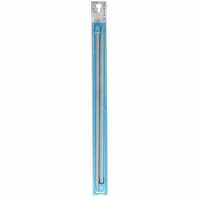 Ace de tricotat cu un singur punct, 35cm, gri argintiu, 6,5mm Milward