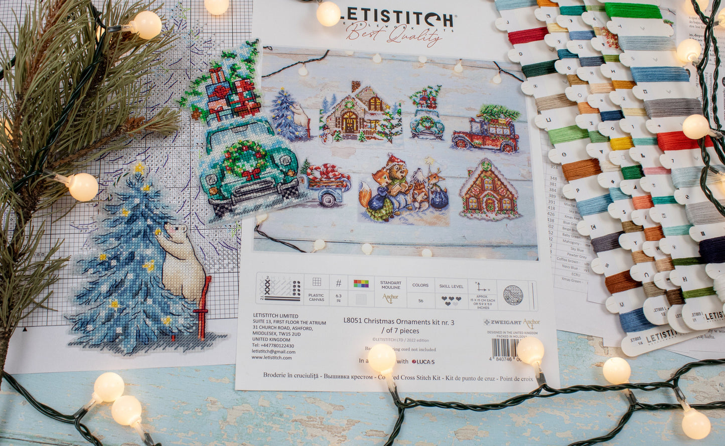 Set de broderie LETISTITCH - Ornamente de Crăciun set nr. 3 /  7 buc., L8051