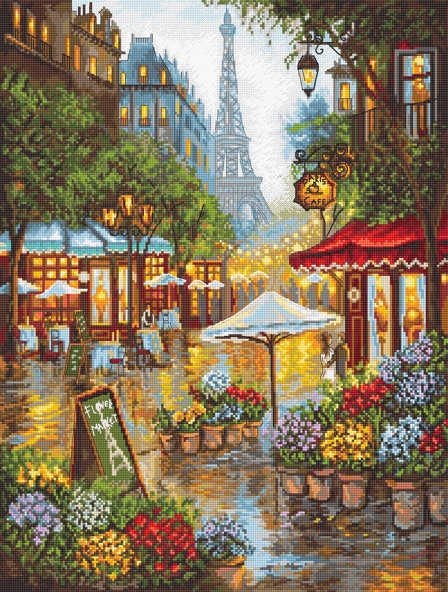Set de brodat în cruciuliță LetiStitch - Flori de primăvară, Paris, L8038