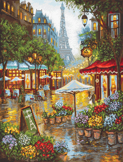 Set de brodat în cruciuliță LetiStitch - Flori de primăvară, Paris, L8038