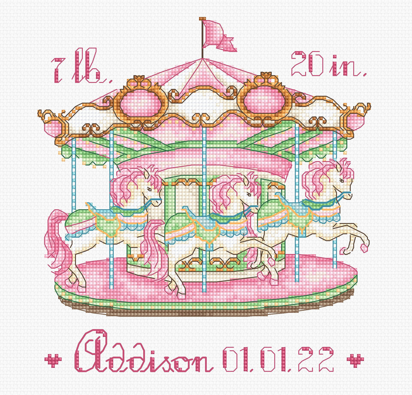 Set de brodat în cruciuliță Letistitch - Baby Carousel,L8046