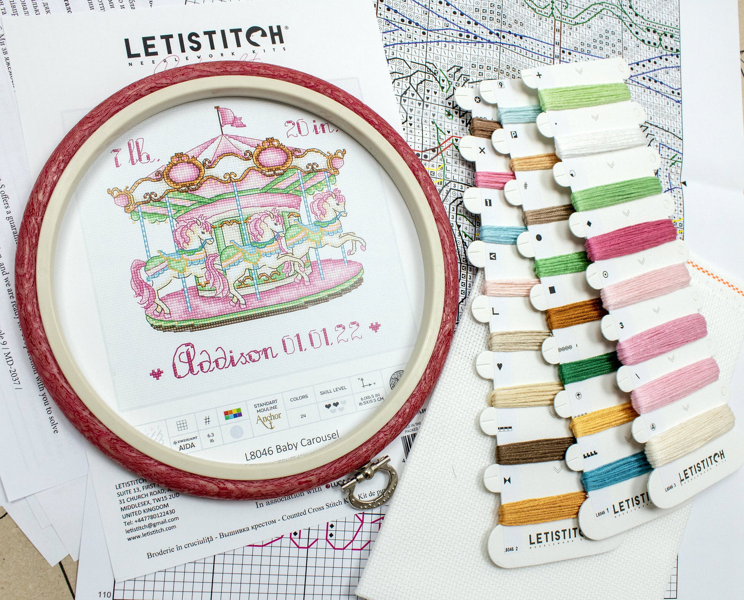 Set de brodat în cruciuliță Letistitch - Baby Carousel,L8046