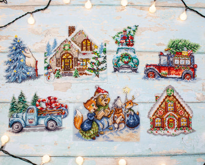 Set de broderie LETISTITCH - Ornamente de Crăciun set nr. 3 /  7 buc., L8051