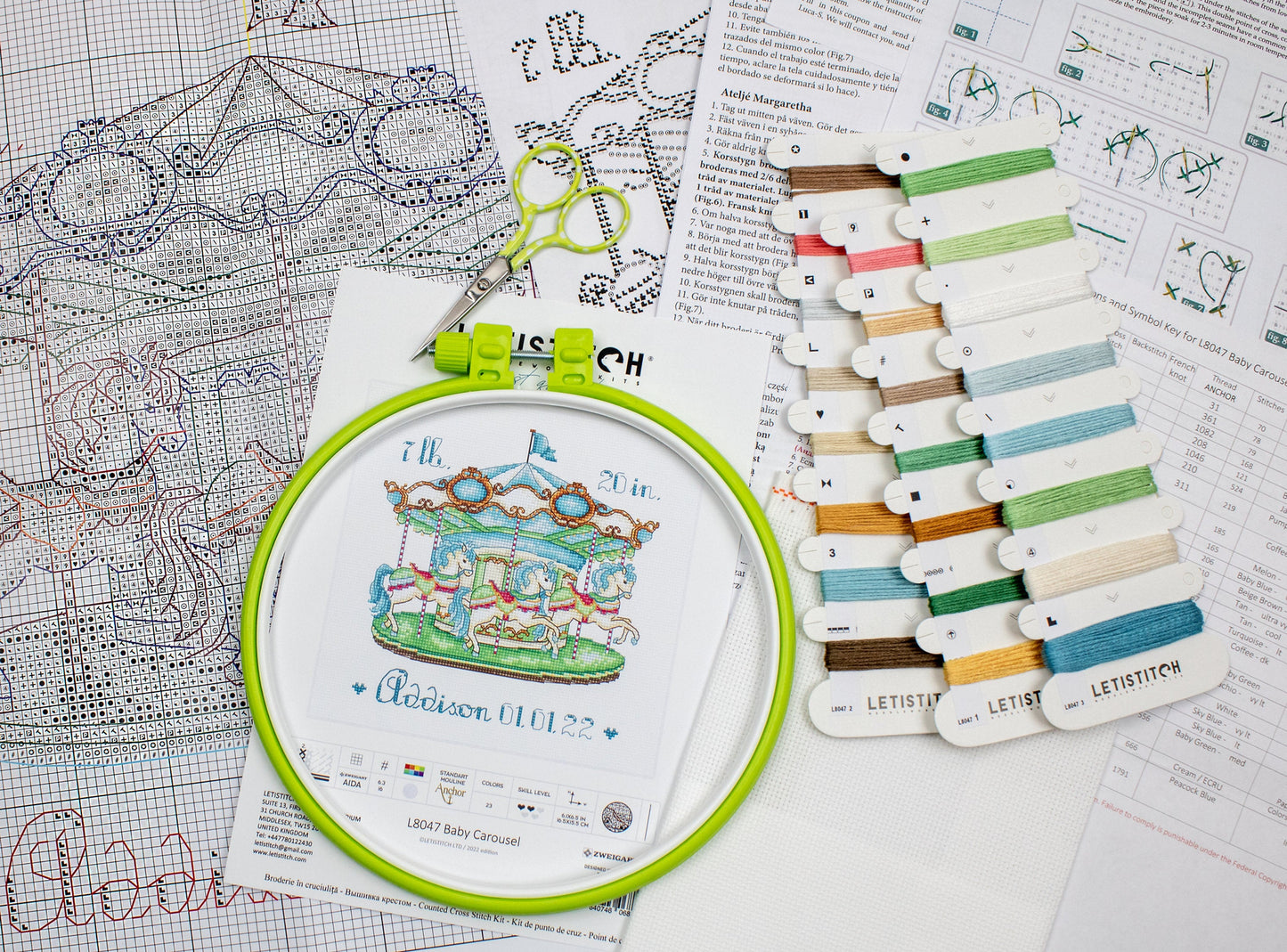 Set de brodat în cruciuliță Letistitch - Baby Carousel, L8047
