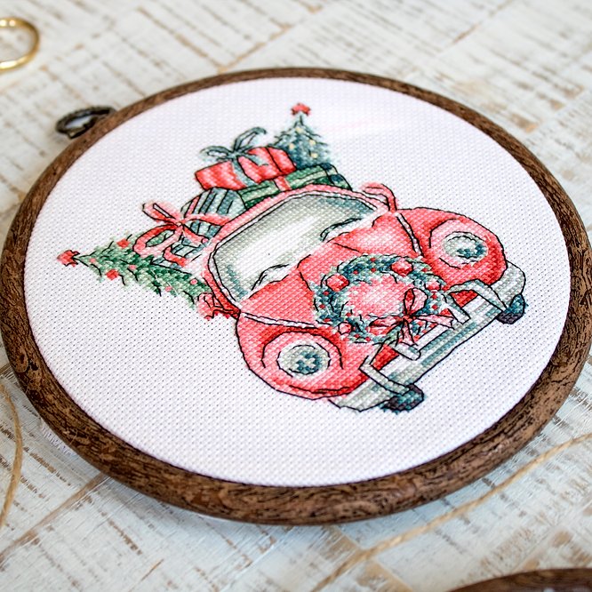 Набор для вышивания Letistitch - Новогодние ретро-машинки / Набор из 5 шт., Leti965